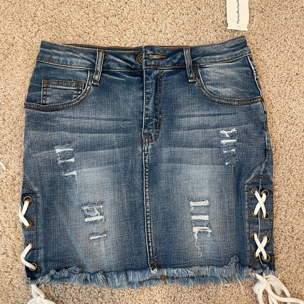 Tie Denim Skirt